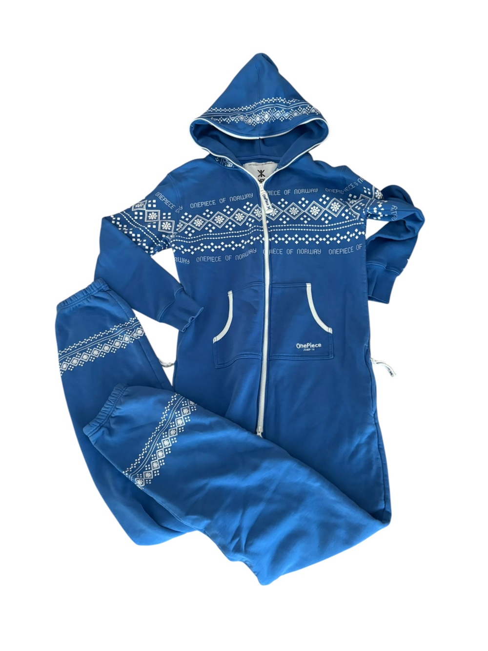 The Norwegian Original One Piece Jumpsuit Blue Fair Isle Mens Size Medium